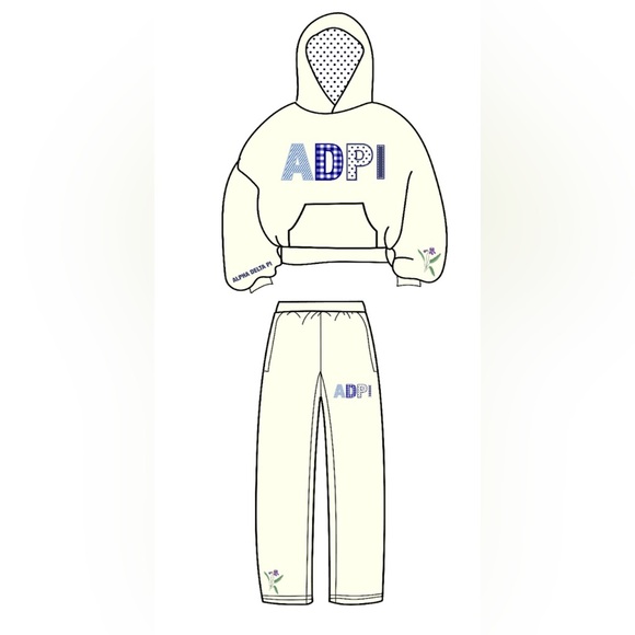 Elegant White Wide Leg Sweatpants with Embroidered Design - Picture 2 of 2